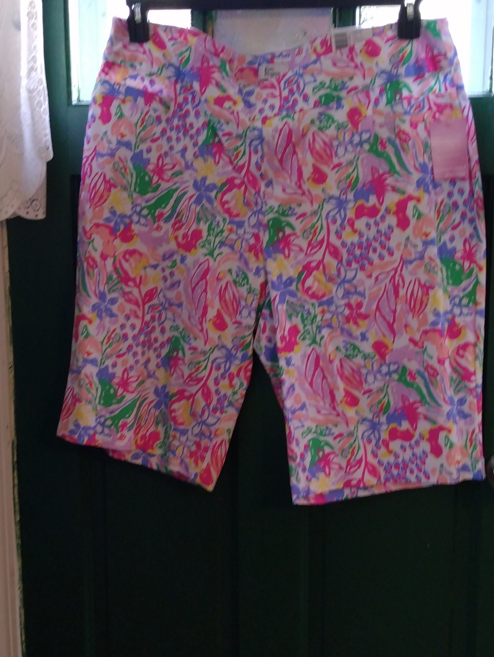 Kim Rogers Multicolor Floral Print Bermuda Shorts - Pink, Green, Yellow, Blue